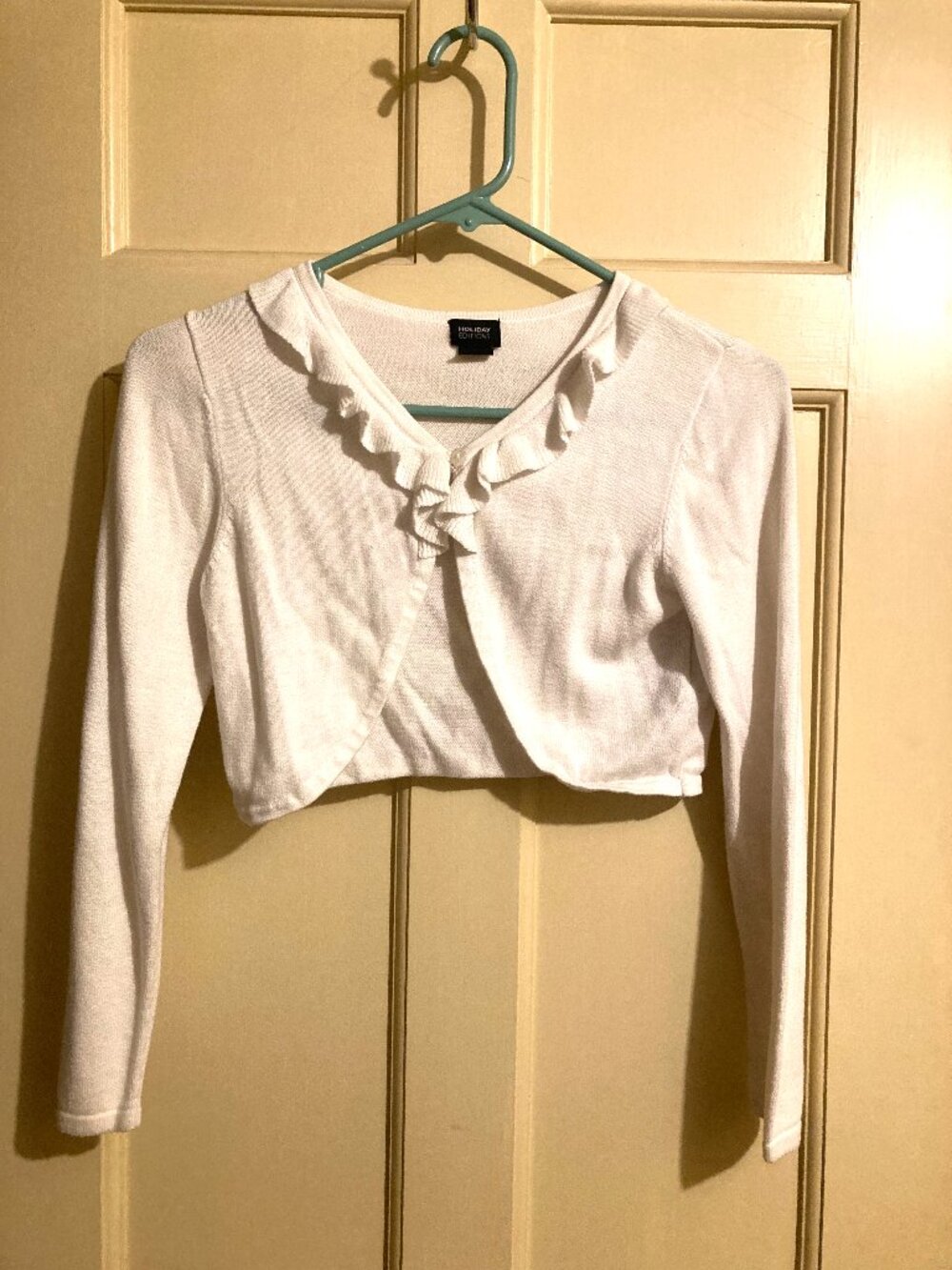 HOLIDAY EDITIONS Girls' Classic White Bolero Shrug Sweater Cover Up ~ Sz 10/12